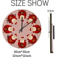 thumbnail image 2 of Dreamtimes Silent Wooden Round Wall Clock, 12 Inch Christmas Santa Claus on Pink Non Ticking Battery Operated Clocks for Home Office Living Room Bedroom, 2 of 6