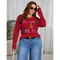 thumbnail image 3 of Drvitor Christmas Sweaters for Women Plus Size Crew Neck Sequin Letters Sweater Holliday Merry Pullover Sweater, Sizes XL-5XL, 3 of 10