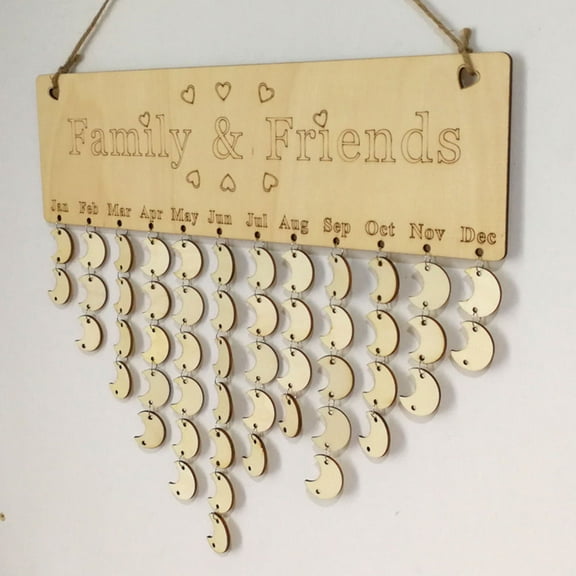 WHAMVOX Birthday Reminder Calendar Hanging Board Home Decor Accessory 40.00X12.00X0.40CM