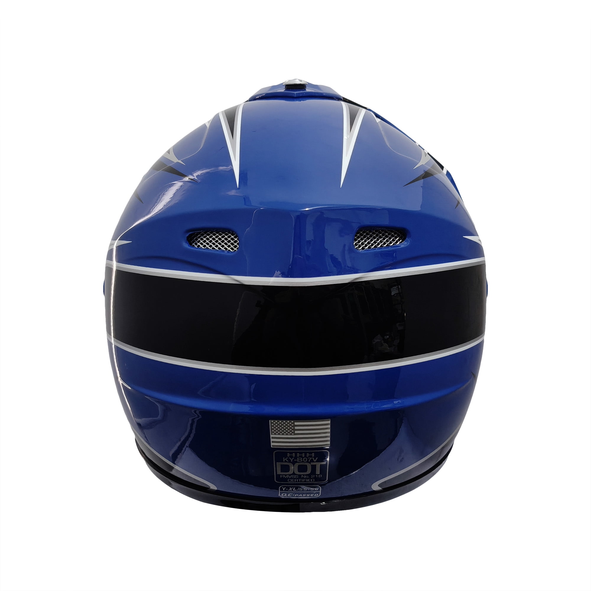 HHH Helmet for Youth and Kids, Full Face with Visor, Dirt Bike Safety Standard DOT Certified-Blue-Small