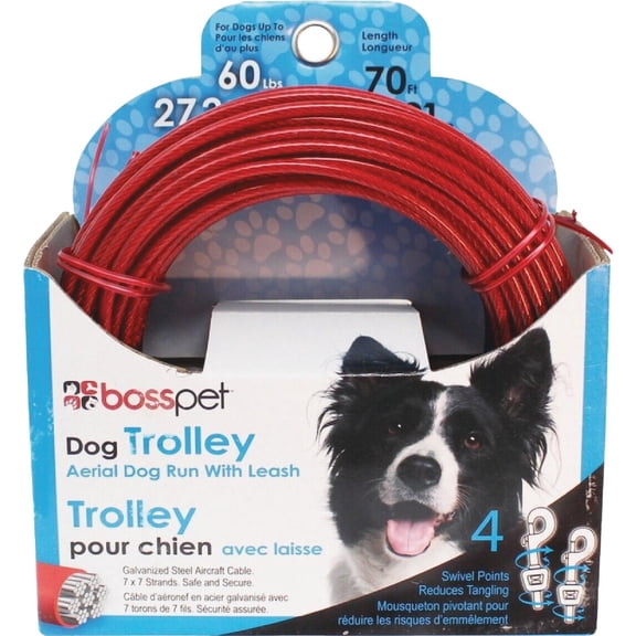 Ruffin' It 50ft Dog Trolley with 10ft Tie-Out Cable, for Dogs up to 100lbs, 50ft