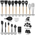 thumbnail image 3 of 38 Pcs Silicone Cooking Utensils Kitchen Utensil Set - 446°F Heat Resistant,Turner Tongs,Spatula,Spoon,Brush,Whisk. Wooden Handles Kitchen Gadgets Tools Set for Non-Stick Cookware (BPA Free)., 3 of 13