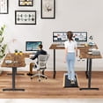 thumbnail image 2 of 63x55 in L Shaped Standing Desk, Electric Stand Up Desk Adjustable Height, Corner Desk with Mouse Pad, Hooks, Home Office Writing Gaming Studying Big Computer Workstation, Rustic Brown, 2 of 8