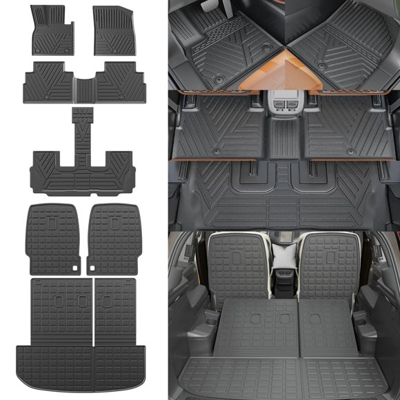 Rongtaod Floor Mats Compatible with 2020-2025 Hyundai Palisade 7 Seats Cargo Mat 2nd&3rd Row Kick Mat 2024 Palisade Accessories (2nd Row Backrest Mat+Trunk Mat with Backrest Mat+Floor Mats)