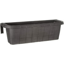 24" Adjustable Railing Planter, Ratan Look, Grey, Rectangular Shape