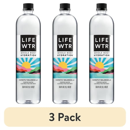 (3 pack) LIFEWTR Purified Water with Electrolytes, 33.8 Fl. Oz.