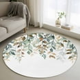 thumbnail image 2 of Green Brown Botanical Round Area Rug 4ft, Farmhouse Eucalyptus Leaves Washable Non-Slip Circle Rugs for Bedroom Living Room Kitchen, Soft Non Shedding Circle Carpet for Dining Room Dorm, 2 of 9