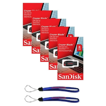 Pen Drive Laser Pointer Writing - SanDisk Cruzer Blade 8GB (5 pack) SDCZ50-008G USB 2.0 Flash Drive Jump Drive Pen Drive - Five Pack Retail Packs w/(2) Everything But Stromboli (tm) Lanyards