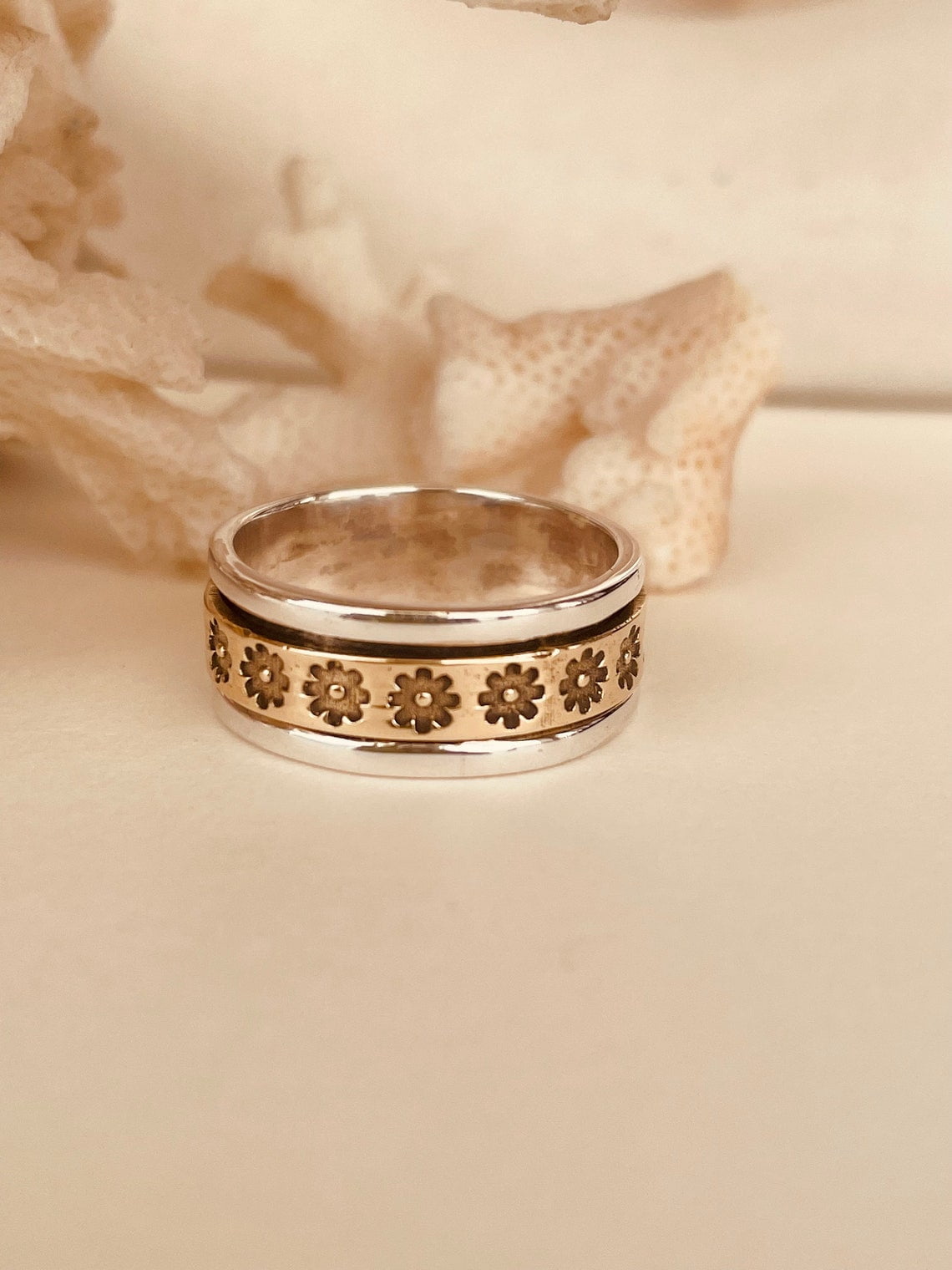 SS DESIGNS Thumb Spinner Ring 925 Sterling Silver Fidget Spinner Ring for Anxiety Relief, Handmade Silver Band with Comfort Fit and Stylish Meditation Jewelry