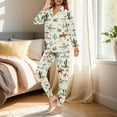 thumbnail image 3 of DISNIMO Womens Pajama Sets Cactus Horse Printed Oversized 2 Pcs Pj Sets Long Sleeve Nightwear with Long Pants Botton Down Sleepwear Loungerwear, 3 of 6
