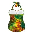thumbnail image 2 of FKELYI Tie Dye Jamaican Flag Print Women Swimsuits One Piece Bikini Swimwear Halter Bathing Suits with Soft Pad Polyester Beachwear Tummy Control Monokini for Ladies Summer Vacation, M, 2 of 7