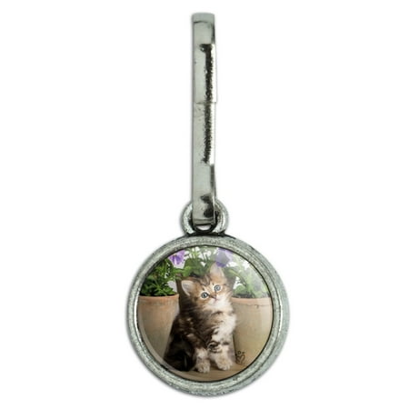 Pot Puree Ragdoll Tiffany Kitten Cat Flower Pots Antiqued Charm Clothes Purse Suitcase Backpack Zipper Pull Aid ()