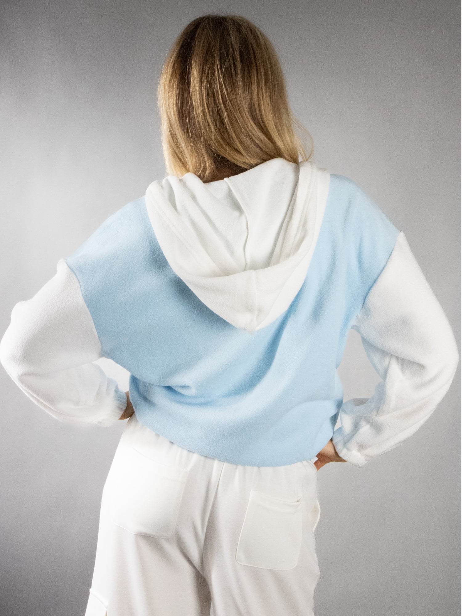 DARING DIVA Women's Stylish Oversized Pom Pom Hoodie for Casual Wear S Light Blue