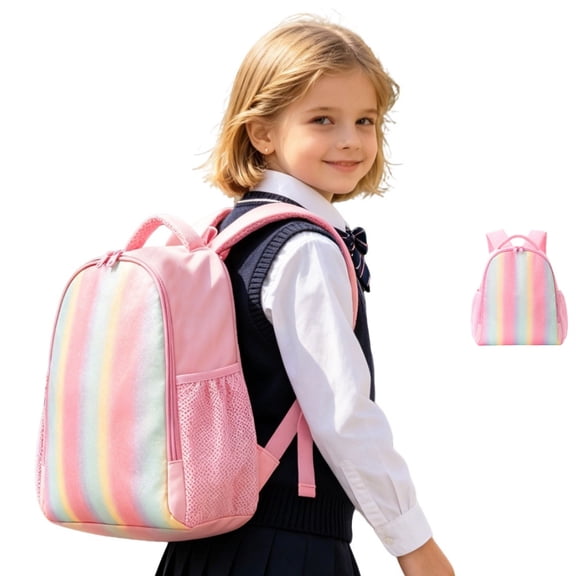 HJYCHN Preschool Backpack for Girls Gradient Design Toddler Lightweight Backpack Back to School Supplies with Side Pockets for Kids Toddler Backpack Boy Multicolour