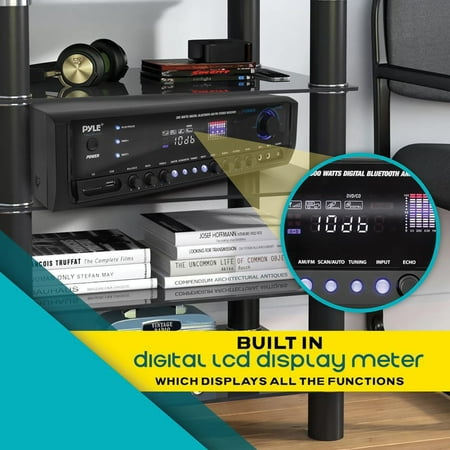 PYLE - Digital Home Theater 300W 4- channel Bluetooth Stereo Receiver - Black