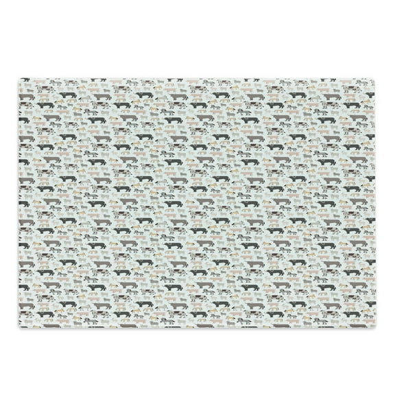 Cattle Cutting Board, Composition of Graphic Sketch Cattle Animals as Ox Goat Pig and Buffalo, Decorative Tempered Glass Cutting and Serving Board, in 3 Sizes, by Ambesonne
