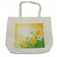 thumbnail image 1 of Daffodil Shopping Bag, Daffodils Garden Narcissus Rebirth and New Beginnings Celebration Graphic, Eco-Friendly Reusable Bag for Groceries Beach and More, 15.5" X 14.5", Cream, by Ambesonne, 1 of 2