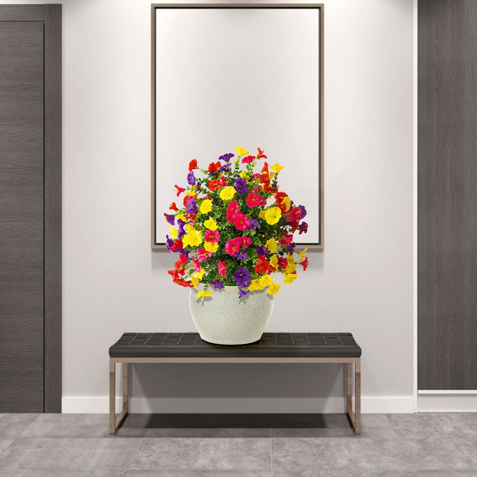 Artificial Flowers for Outdoors With Stakes,Artificial Flowers with Ground Stakes,Artificial Flowers Easy to Set up Garden Stake(A)