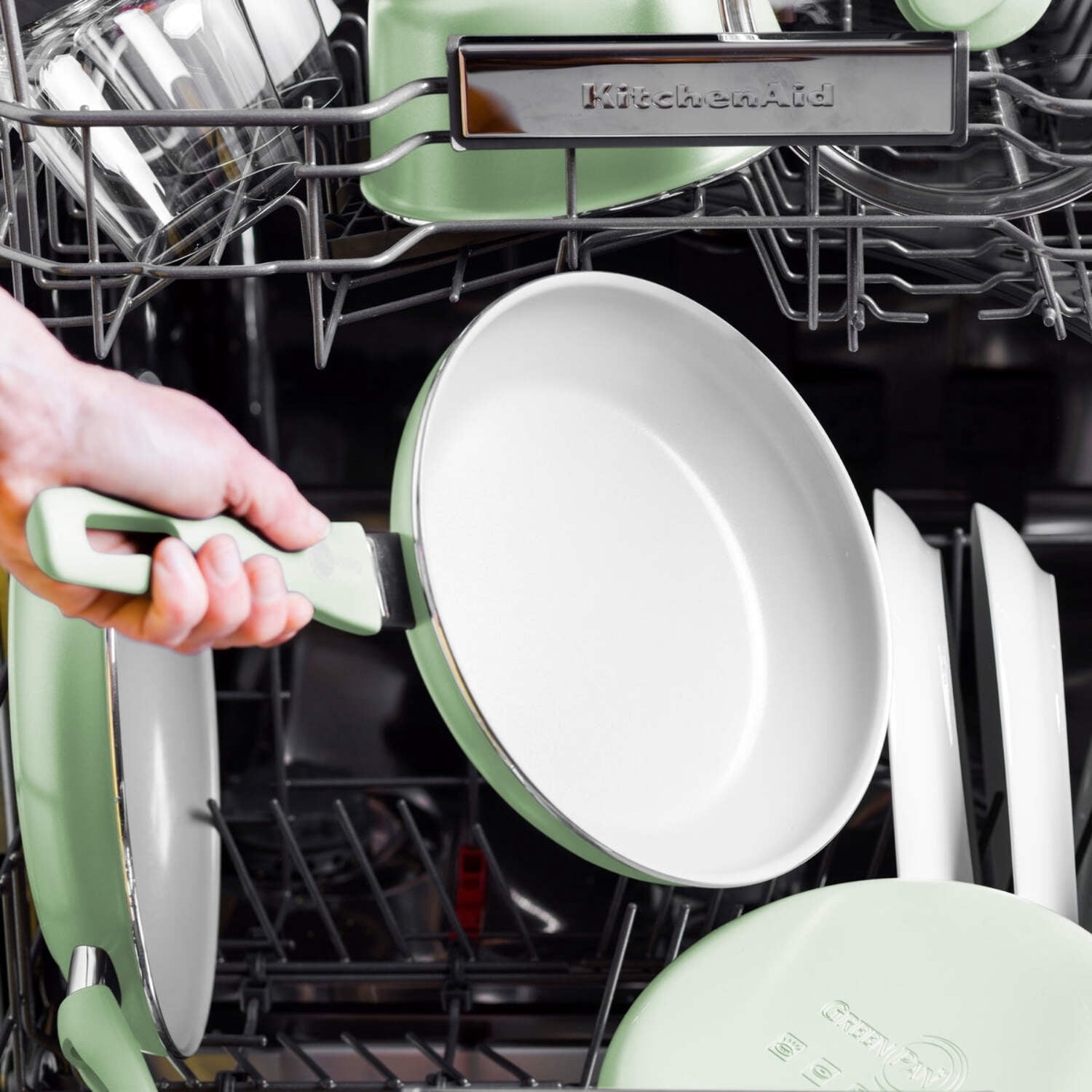 GreenPan Dover 12” Frying Pan Skillet, Non-Toxic Ceramic Nonstick, Pastel Green