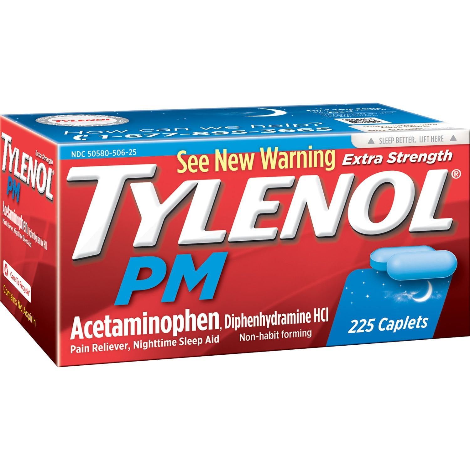 Tylenol Pm Extra Strength Pain Reliever + Sleep Aid, 225-caplets ( 1 Pack )