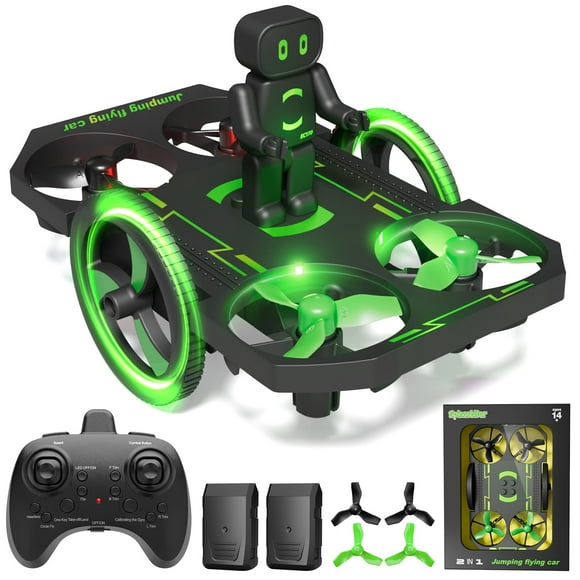 Drones for Kids 8-12 Mini Small Nano Indoor RC Quadcopter Toy for Age 10-15 12-14 Boys, 2 in 1 Remote Control Jumping Flying Car with Race on Land Mode,Circle Fly,360 Flip,Altitu