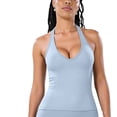 thumbnail image 3 of WMTBSRSW Halter Tank Tops for Womens Stretchy Sleeveless Backless Shirts Slim Fit Backless Workout Yoga Tops Fitness Sky Blue Large, 3 of 9