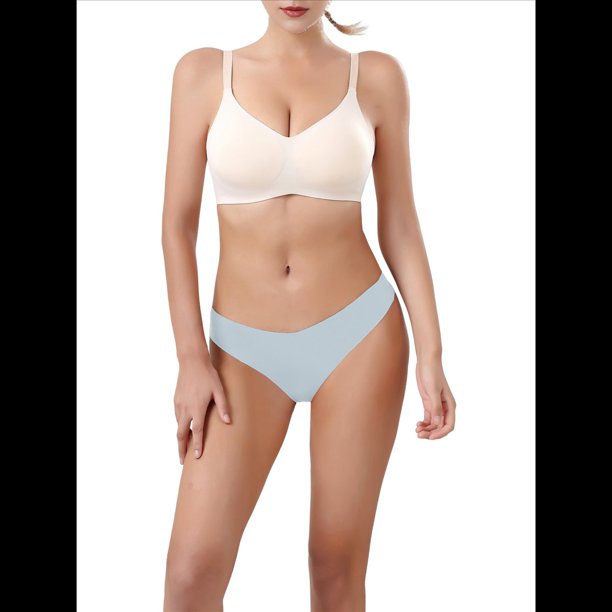 Ropa Interior de Seda Helada para Mujer, Entrepierna de Algodón, Tiro Bajo, Agradable para la Piel, Color Liso, Talla Grande. Azul M