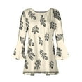thumbnail image 4 of CYMMPU Women's Elegant Blouse Tunic Tops Floral Printed 3/4 Length Sleeve Business Work Blouses to Wear with Leggings Vintage Summer Fall Swing Shirts V-Neck 2025 Clothes Khaki XXL, 4 of 5