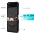 thumbnail image 3 of For Samsung Galaxy Z Flip 4 Luxury Leather Card Pocket Ultra Slim Crossbody Strap Girls Case Cover - Black, 3 of 5