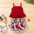 thumbnail image 4 of TheFound Kids Solid Color Sleeveless Spaghetti Strap Tops+ Floral Print Shorts, 4 of 9