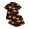 thumbnail image 4 of Halloween Pajamas Women Short Sleeve Button Top Matching Shorts 2026 Fall Cute Satin Pumpkin, 4 of 4