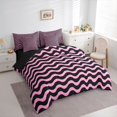 thumbnail image 2 of Homewish Pink Wave Stripes 7-Piece King Bedding,Abstract Modern King Bed in a Bag,Black Reversible, 2 of 8