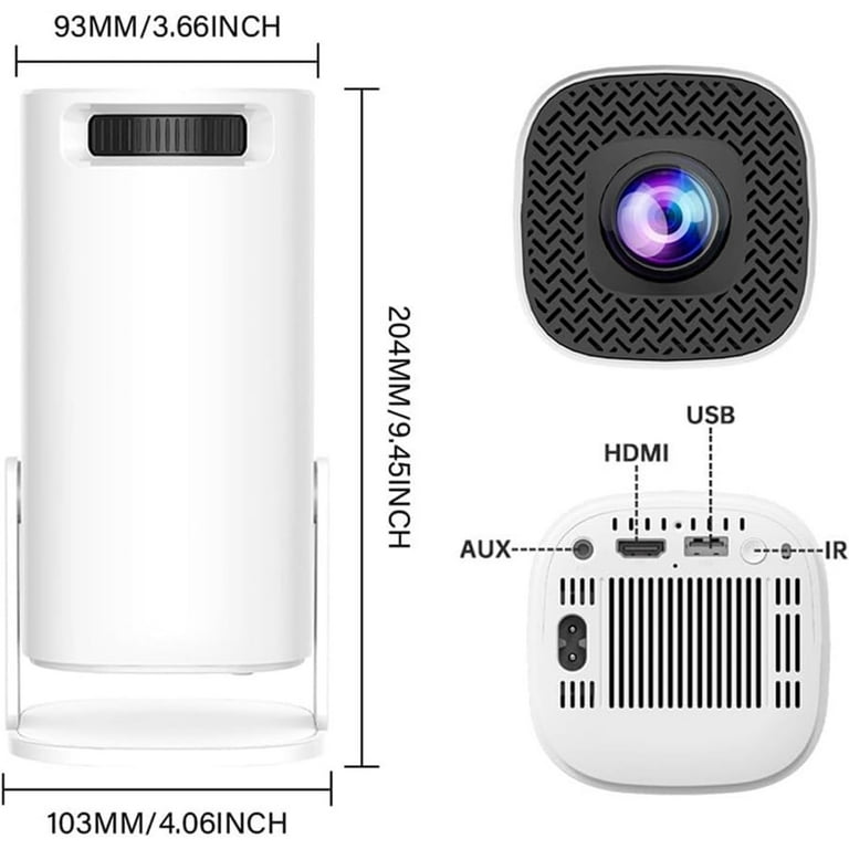 Mini Projector - 4k Mini Spotlight Projector, Console Projector with Retro Games, Over 36,000 Built-in Games with WiFi and Bluetooth, Ideal for Movies, Gaming