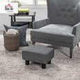 thumbnail image 2 of Ottoman Foot Rest, Small Foot Stool with Linen Fabric Upholstery and Plastic Legs, Cube Ottoman for Living Room, Charcoal Gray, 2 of 9
