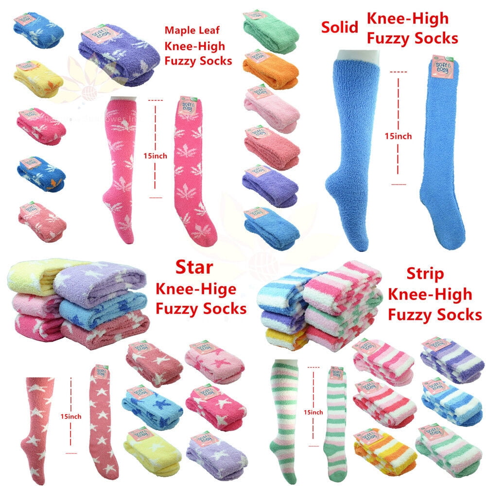 312pairs Women Girl Winter Socks Cozy Slipper Long Fleece Knee High