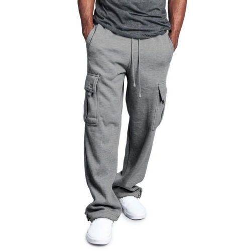 Douhoow Man Casual Cargo Pants Loose Drawstring Trousers Straight Leg Jogger Sweatpants, M-3XL