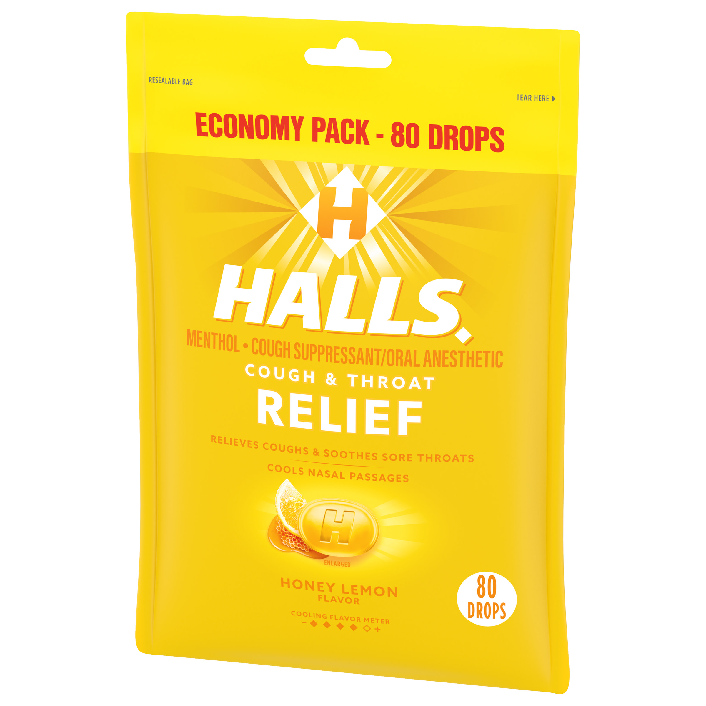 HALLS Relief Honey Lemon Cough Drops, Economy Pack, 80 Drops - image 10 of 12