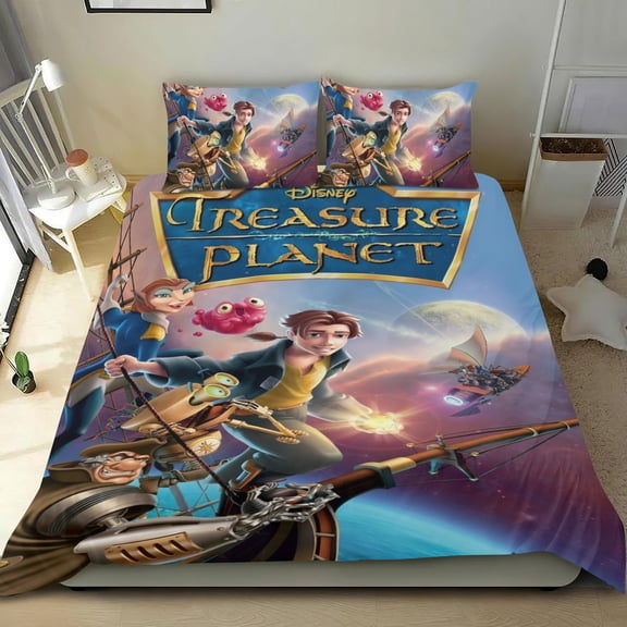 Treasure Planet Themed Bed Sheet Set Three Piece Set 53x79 Inches Comfortable And Skin Friendly Unique Design Creating A Star Studded Night Home Decor Gifts For Family Friends fans