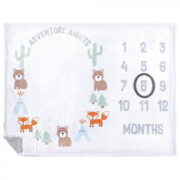 Hudson Baby Plush Milestone Boys Adventure Awaits 100% Polyester Cozy Blanket