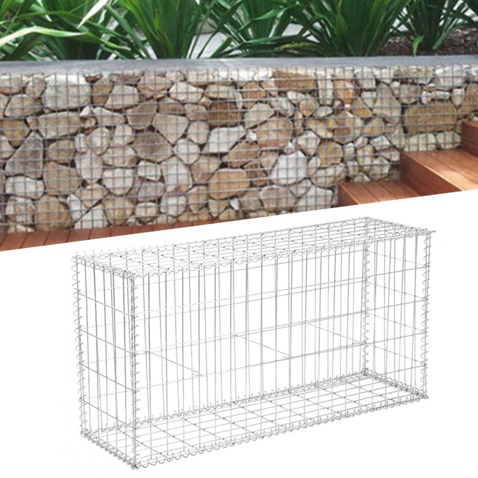 Gabion Planter Galvanised Steel Stone Basket Wall Raised Bed Cage Outdoor Garden 