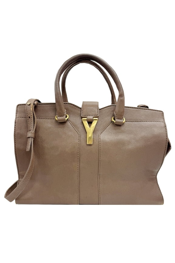 Pre-Owned SAINT LAURENT 297957 Cabas Chic Leather Beige Women's Shoulder Bag (Good)