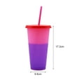 thumbnail image 7 of Cheers US 720ML Color Changing Tumblers with Lids ,Straws ,Cleaning Brush & Ice Cube Tray - Reusable Bulk Tumblers Plastic Cold Cups for Adults & Kids Tumblers, 7 of 7