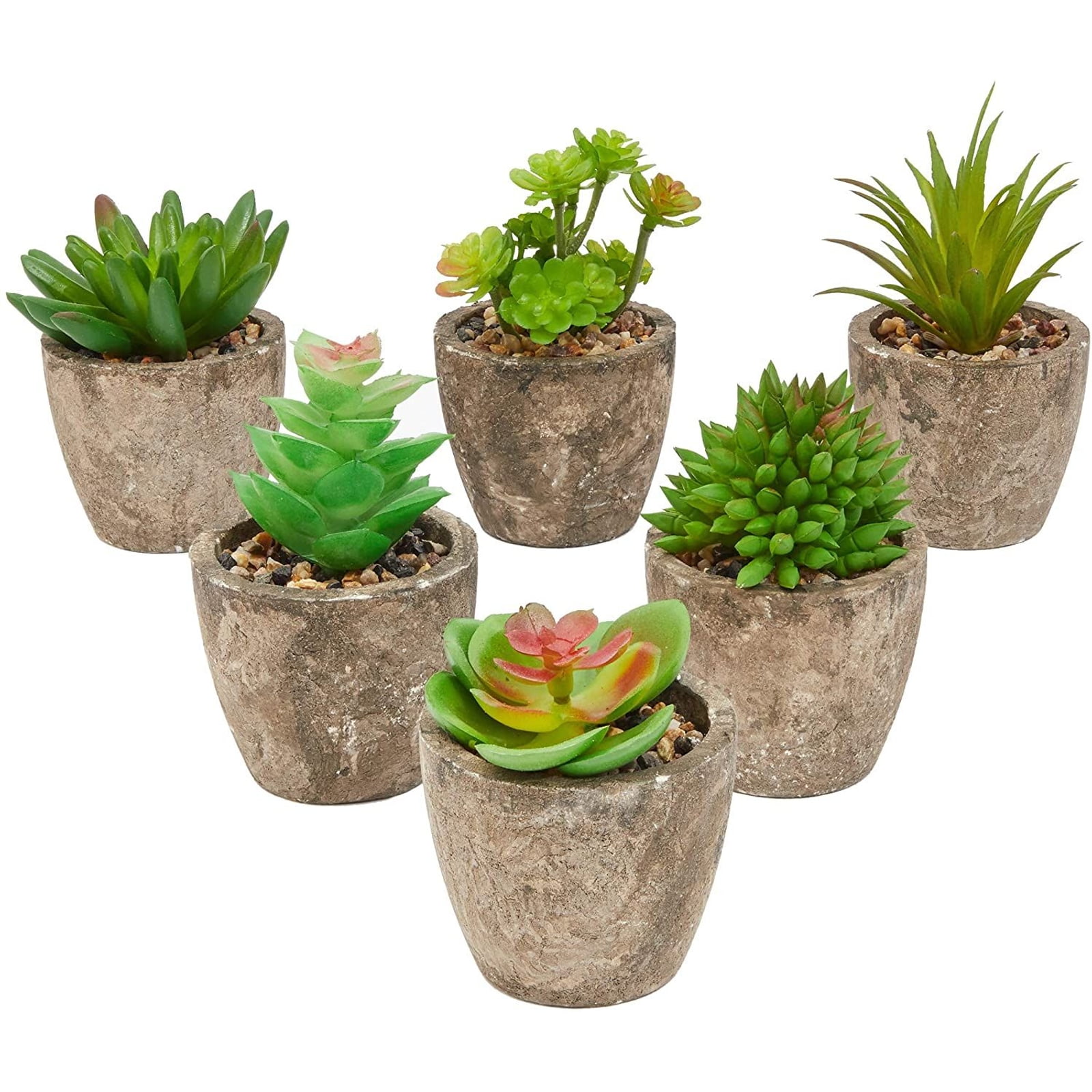 Gray Set of 8 Pieces Mini Artificial Flocking Grass Plants