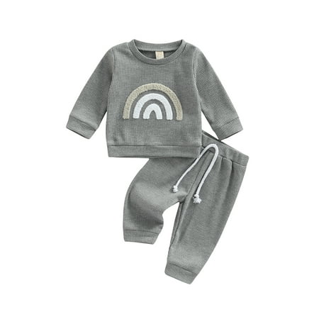 

Toddler Boy Girl Clothes Embroidery Crewneck Pullover Sweatshirt Tops+Long Pants Fall Outfits