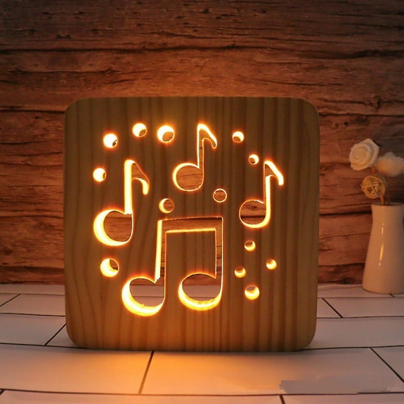 Note Led Night Light Solid Wood Low Energy Used Button Switch Soft