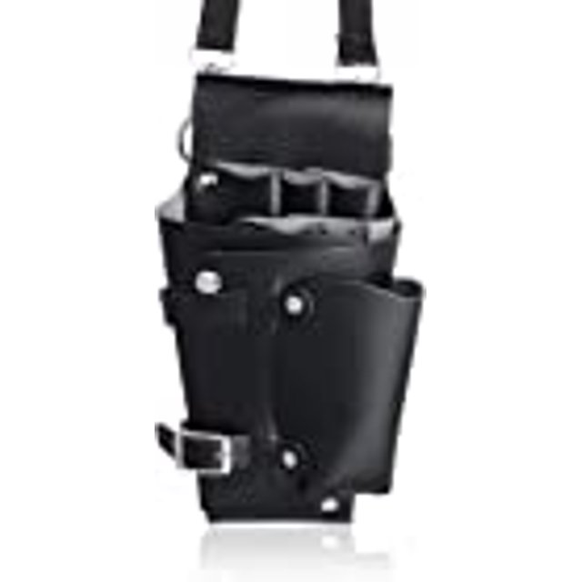 Salon Stylist Peluquería Herramientas Cinturón Bolsa, Peluquería Tijeras - Bolso de Cuero para Guardar Peluquería Quils, Negro JFHHH pequeña
