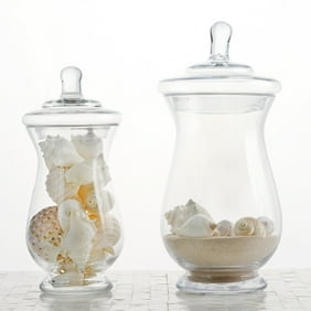 Efavormart Set Of 3 Clear Apothecary Glass Candy Jars With Lids