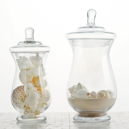 Balsacircle 2 Pcs 10 12 Tall Clear Glass Apothecary Jars With