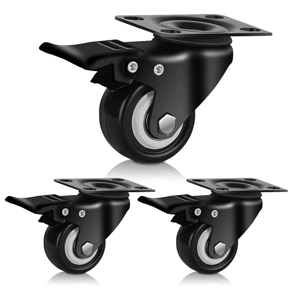 2" Casters Set of 3,Heavy Duty Caster Wheels with Brake,Workbench