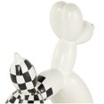 thumbnail image 5 of 9", 7"H White Ceramic Balloon Dog Sculpture with Checkered Accents, by DecMode (2 Count), 5 of 10